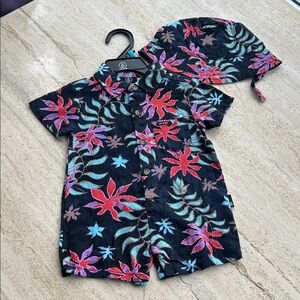 NEW 🆕 Volcom Baby Romper with Matching Hat 3-6 months